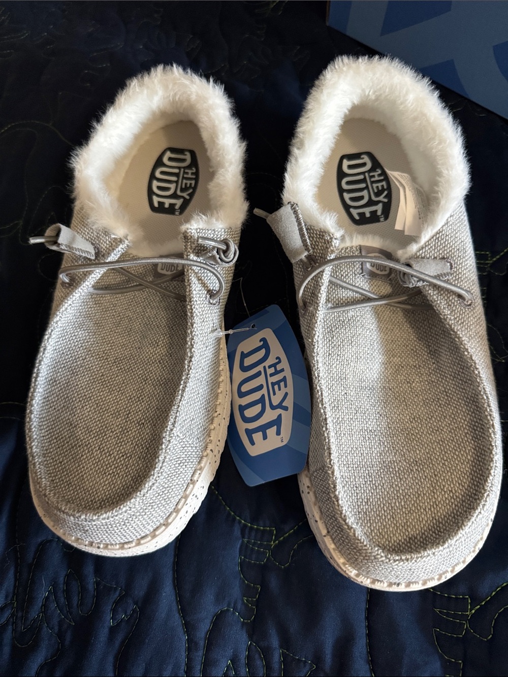 Hey Dude Light Gray Faux Fur Lined Slip-On Shoes